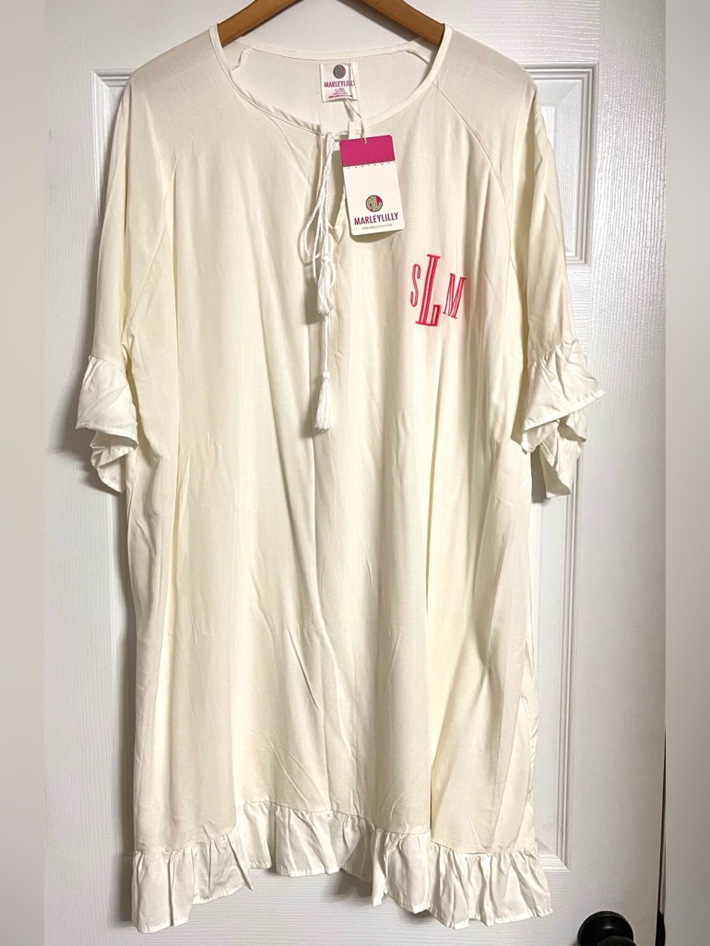 MarleyLilly Cream Ruffle Sleeve Swim Coverup